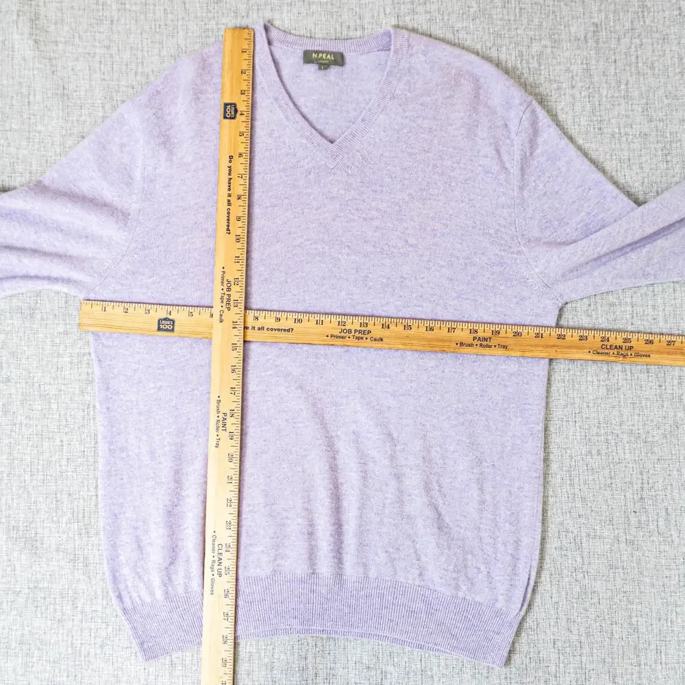N. PEAL Men's Burlington V Neck Cashmere Sweater Lavender sz Large